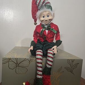 Festive Elf Figurine with Red and Green Outfit